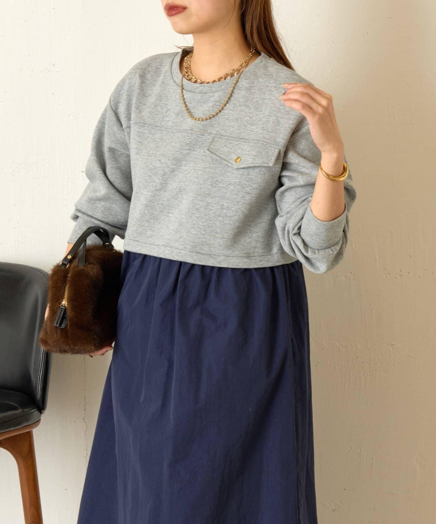 層疊風格尼龍連衣裙