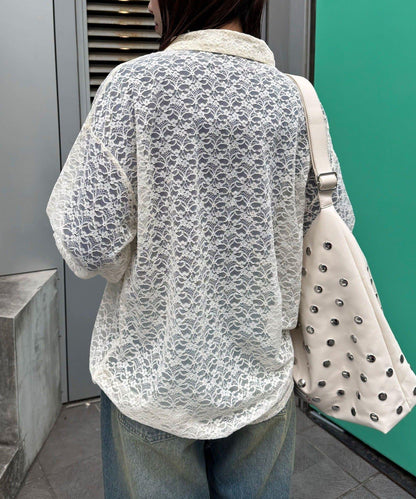 帶領蕾絲蝴蝶結開衫