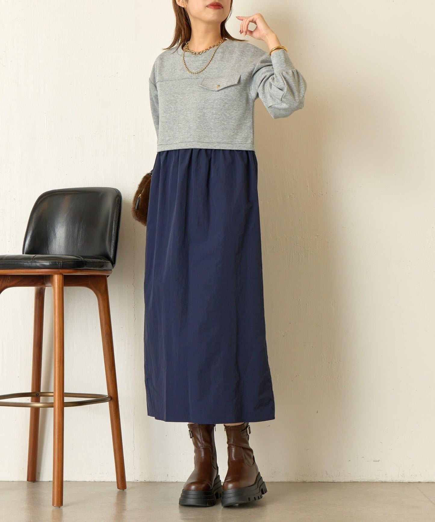 層疊風格尼龍連衣裙