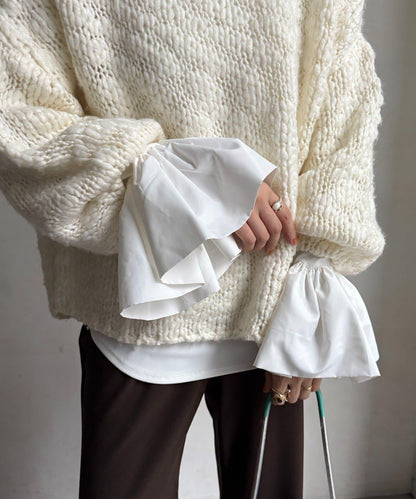 泡泡袖羅紋上衣