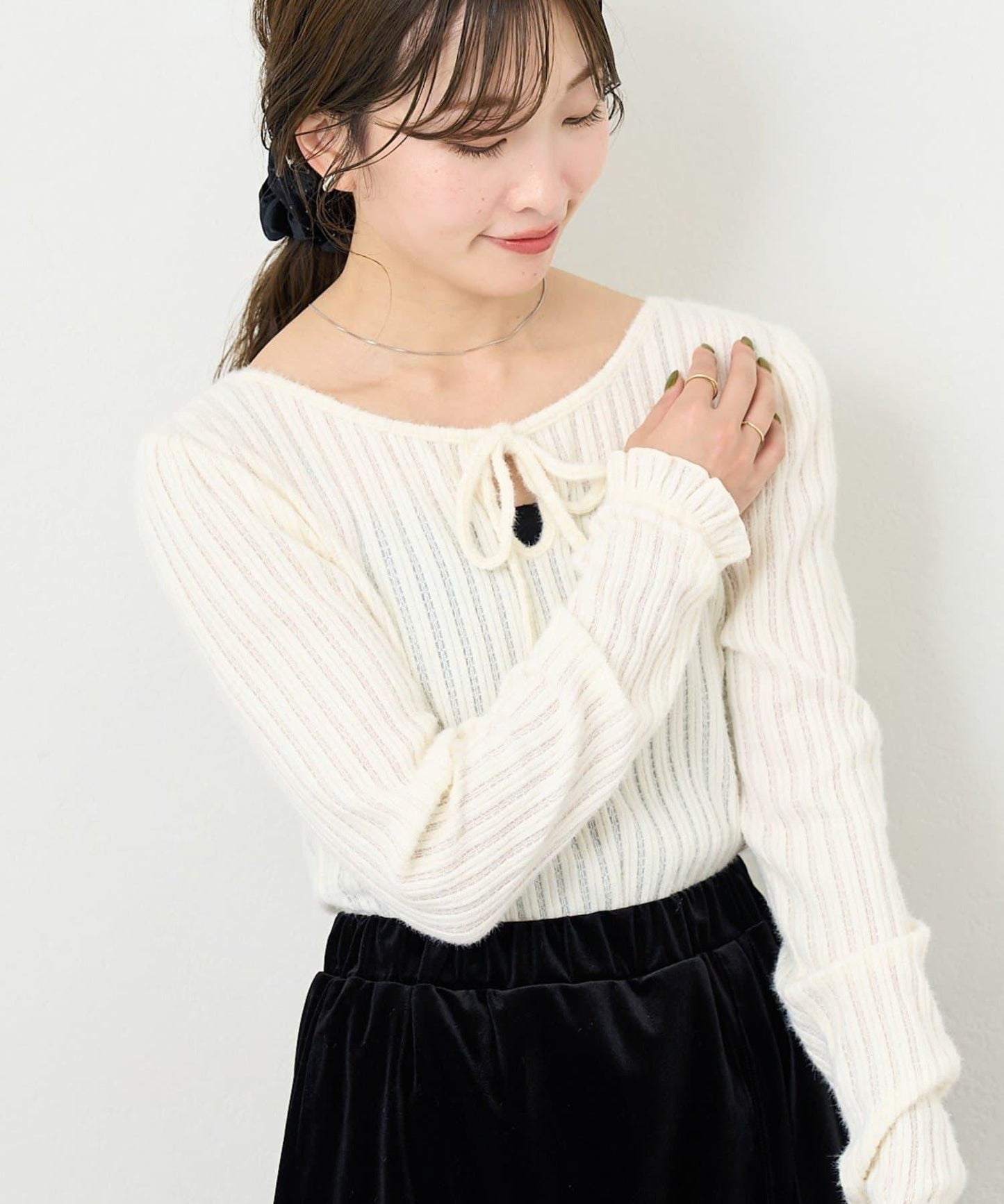 【4色可選/前後兩穿】B 長毛絨褶皺袖上衣