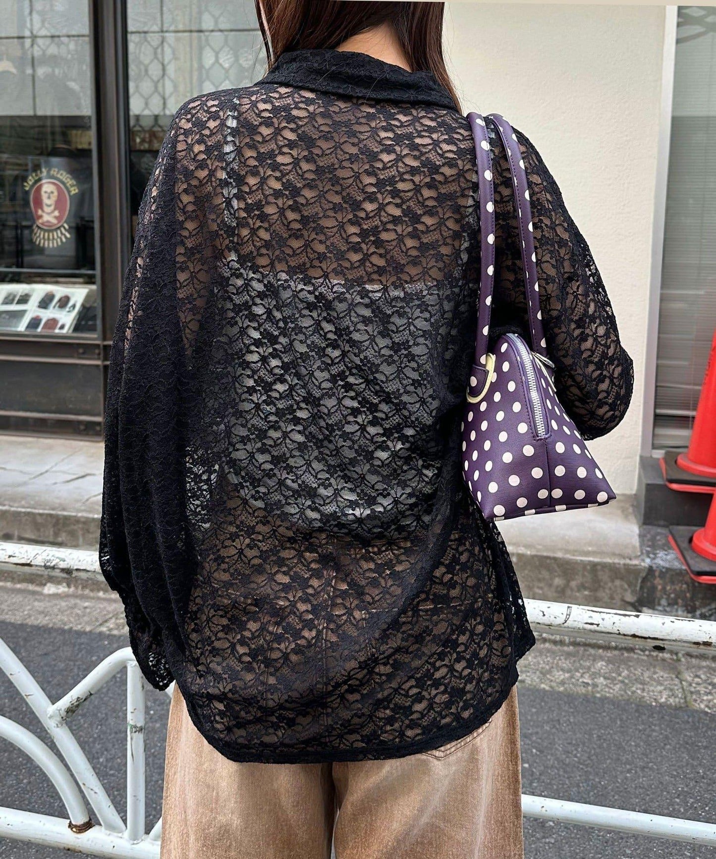 帶領蕾絲蝴蝶結開衫