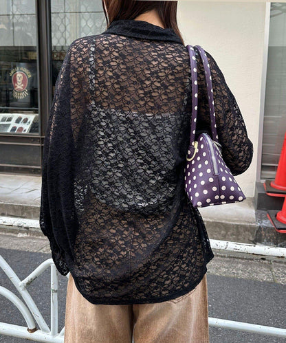 帶領蕾絲蝴蝶結開衫