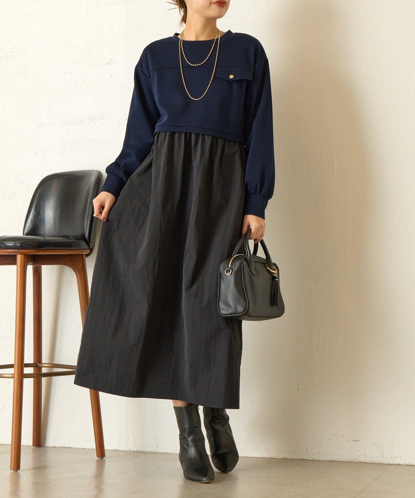 層疊風格尼龍連衣裙