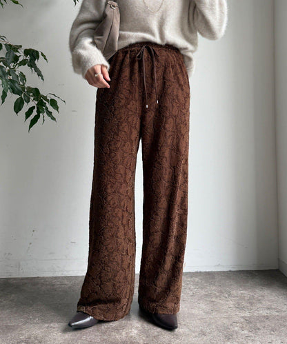 磨毛蕾絲休閒褲