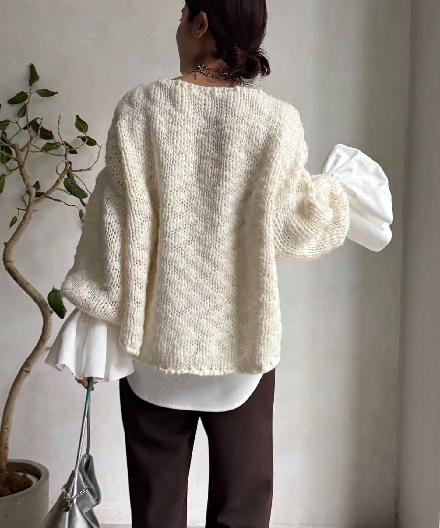 泡泡袖羅紋上衣