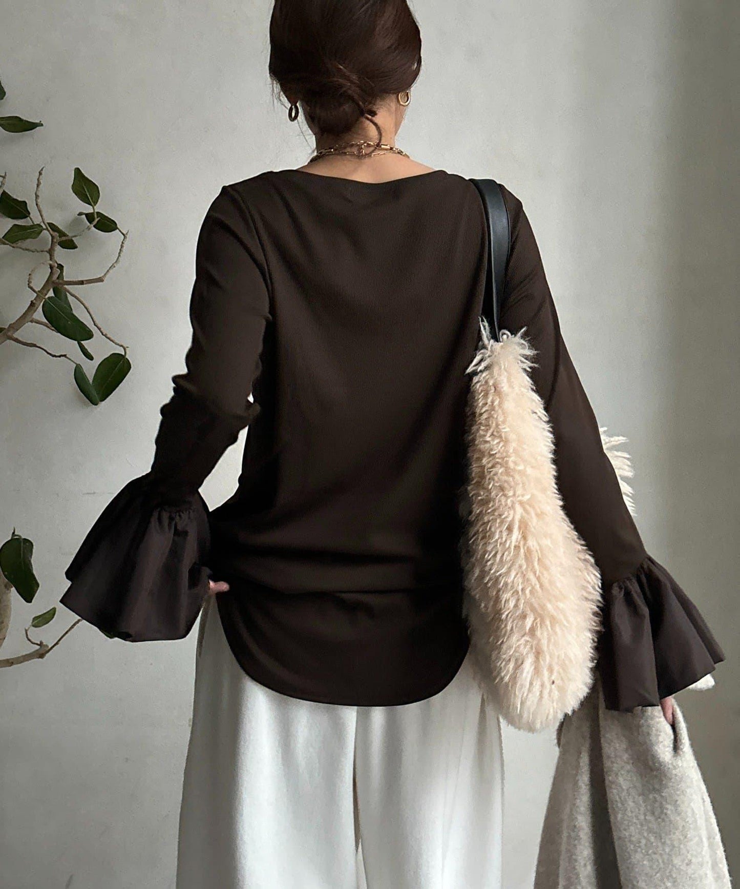 泡泡袖羅紋上衣