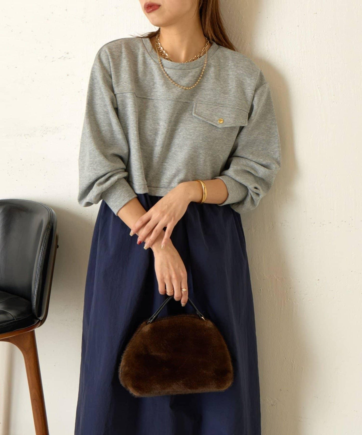 層疊風格尼龍連衣裙