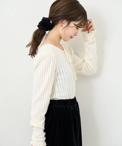 【4色可選/前後兩穿】B 長毛絨褶皺袖上衣