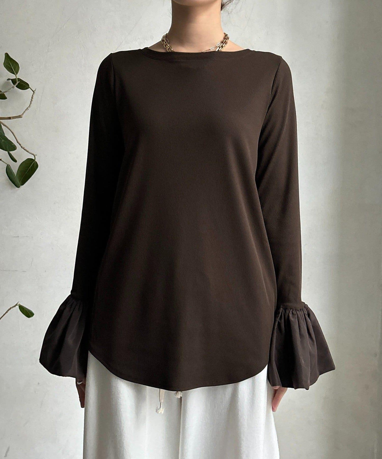 泡泡袖羅紋上衣