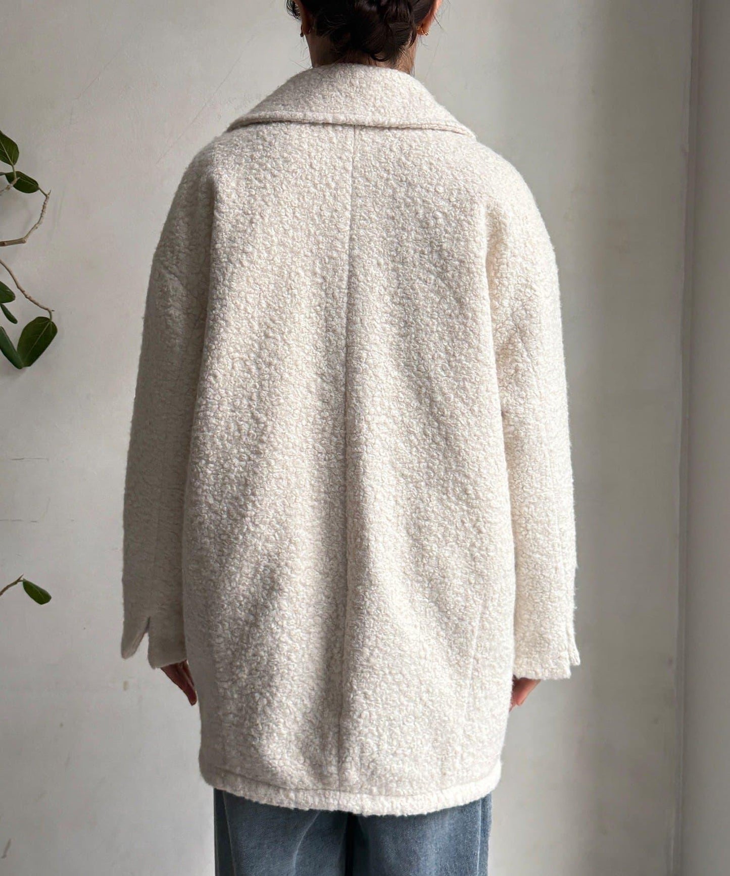 羊羔絨羽絨雙排扣西裝領大衣