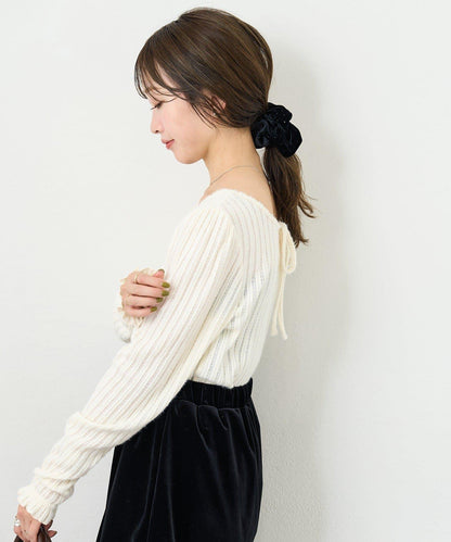 【4色可選/前後兩穿】B 長毛絨褶皺袖上衣