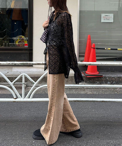 帶領蕾絲蝴蝶結開衫