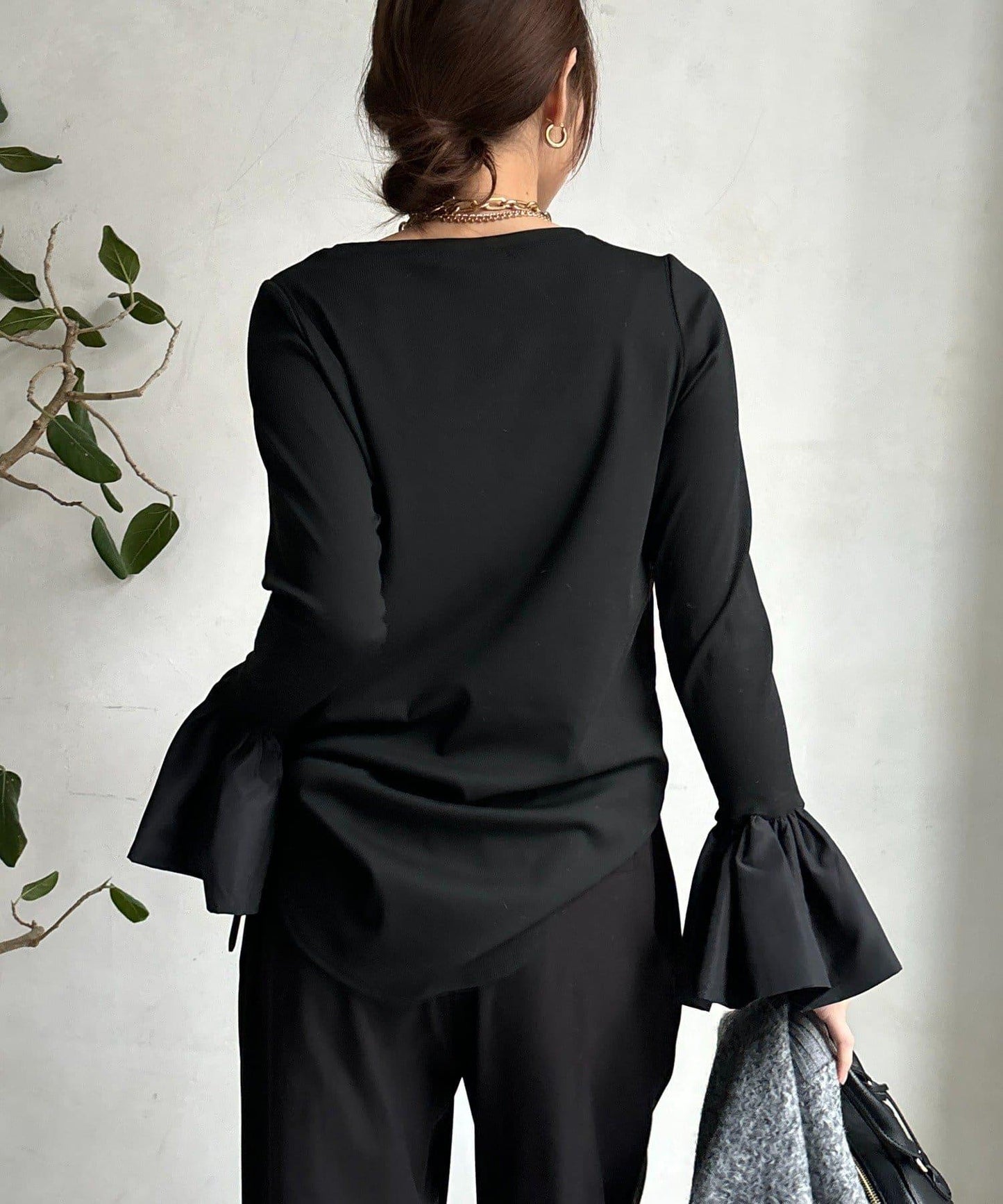 泡泡袖羅紋上衣