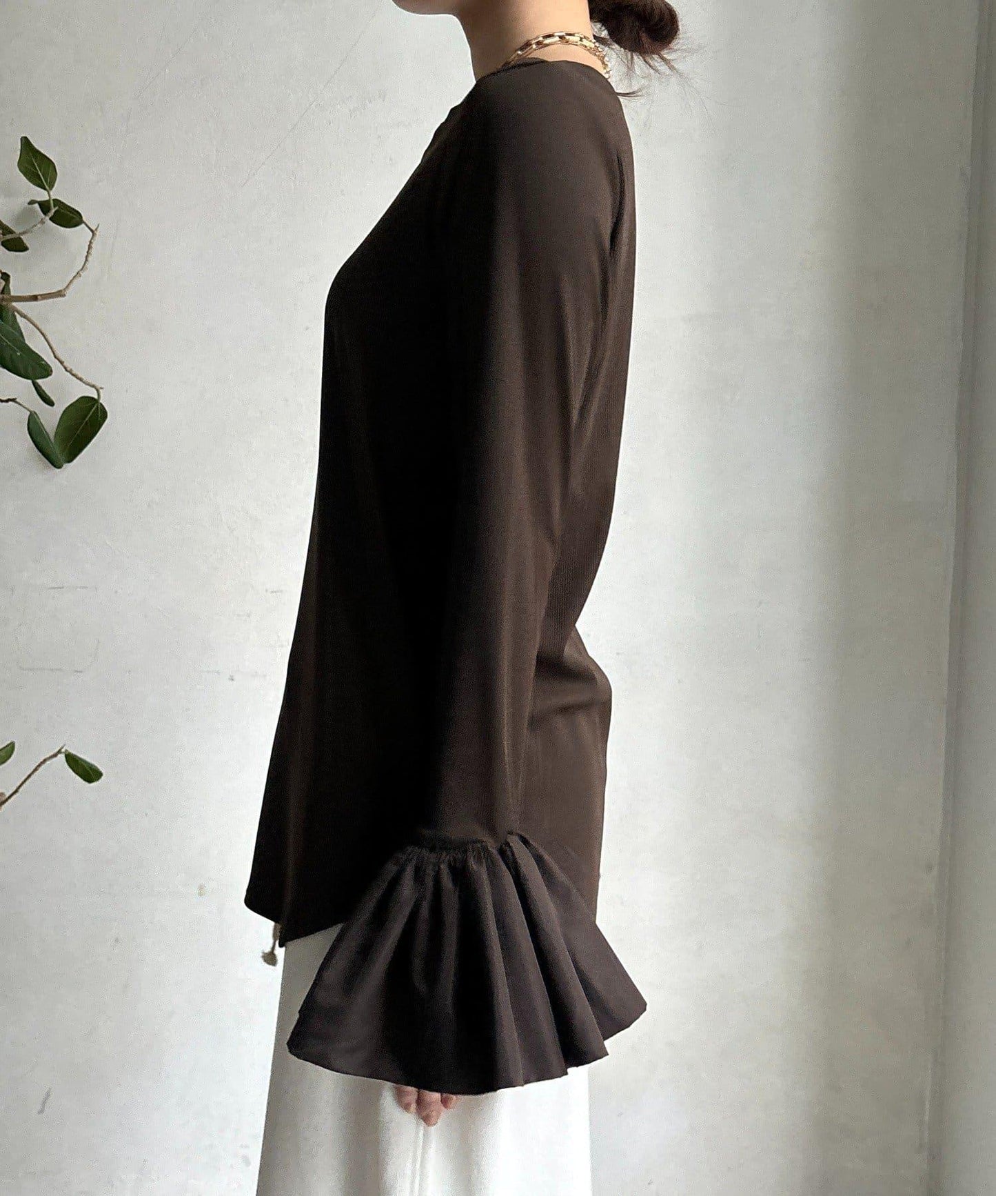 泡泡袖羅紋上衣