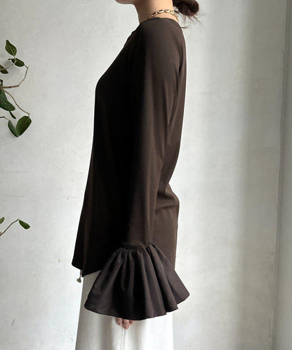 泡泡袖羅紋上衣