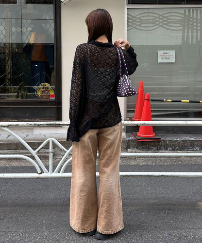 帶領蕾絲蝴蝶結開衫