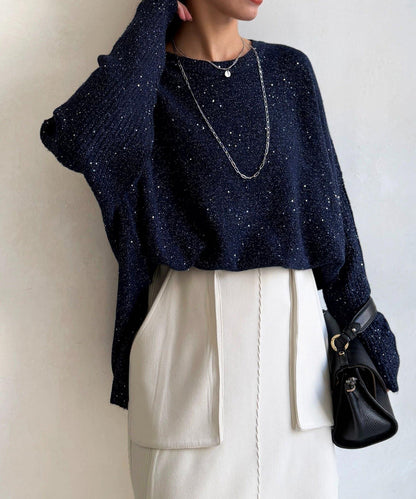 亮片蝙蝠袖針織套頭衫
