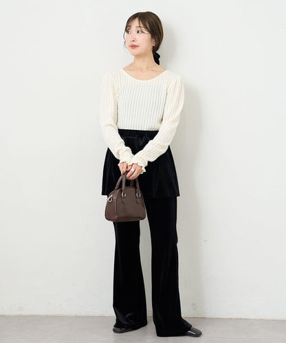 【4色可選/前後兩穿】B 長毛絨褶皺袖上衣