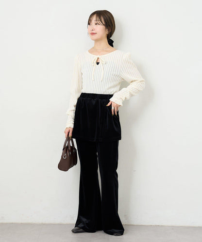 【4色可選/前後兩穿】B 長毛絨褶皺袖上衣