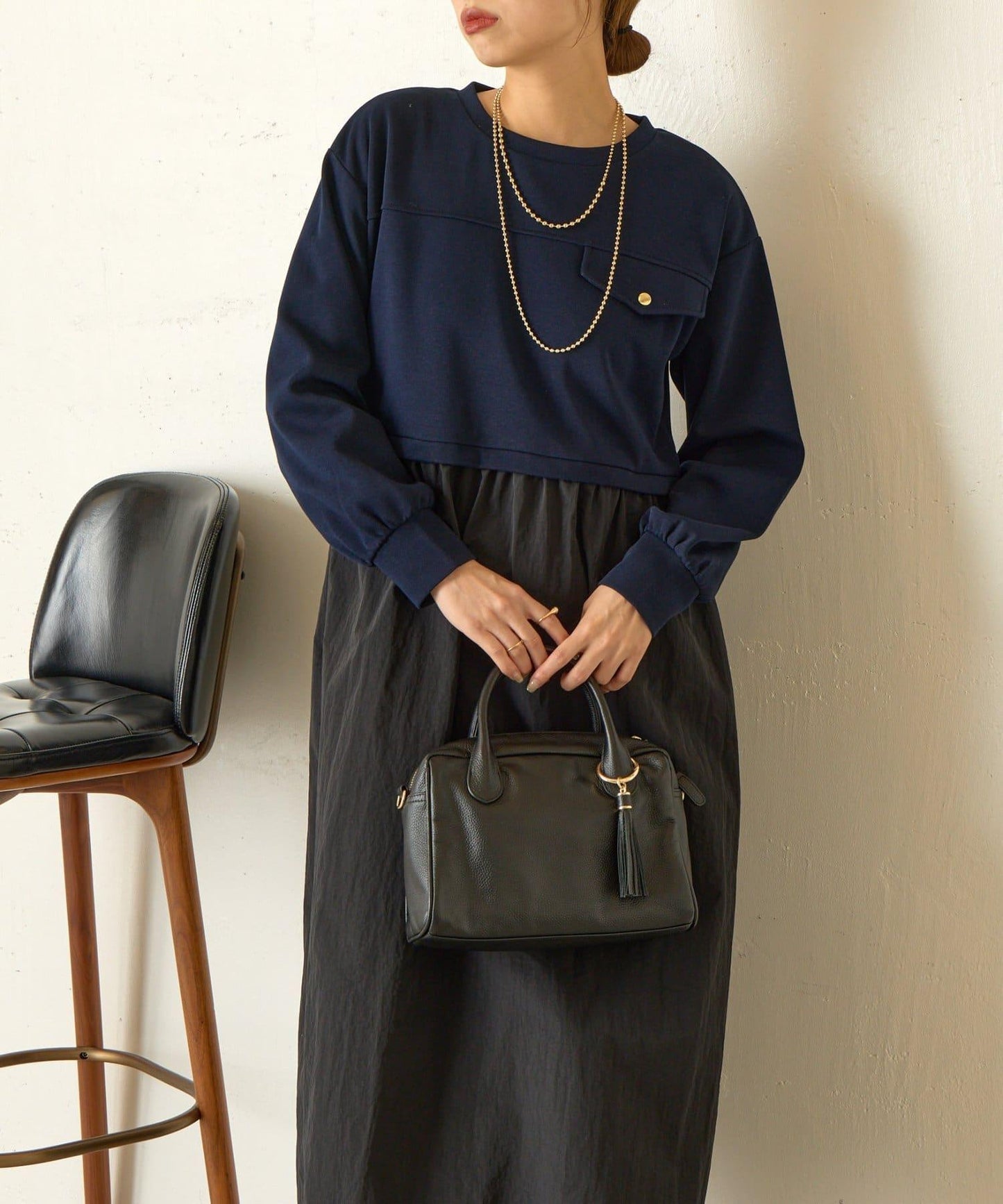 層疊風格尼龍連衣裙