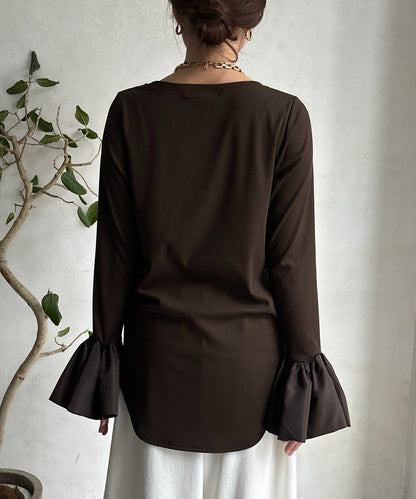 泡泡袖羅紋上衣