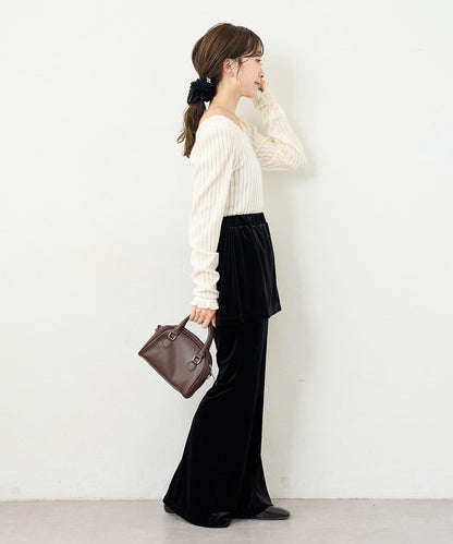 【4色可選/前後兩穿】B 長毛絨褶皺袖上衣