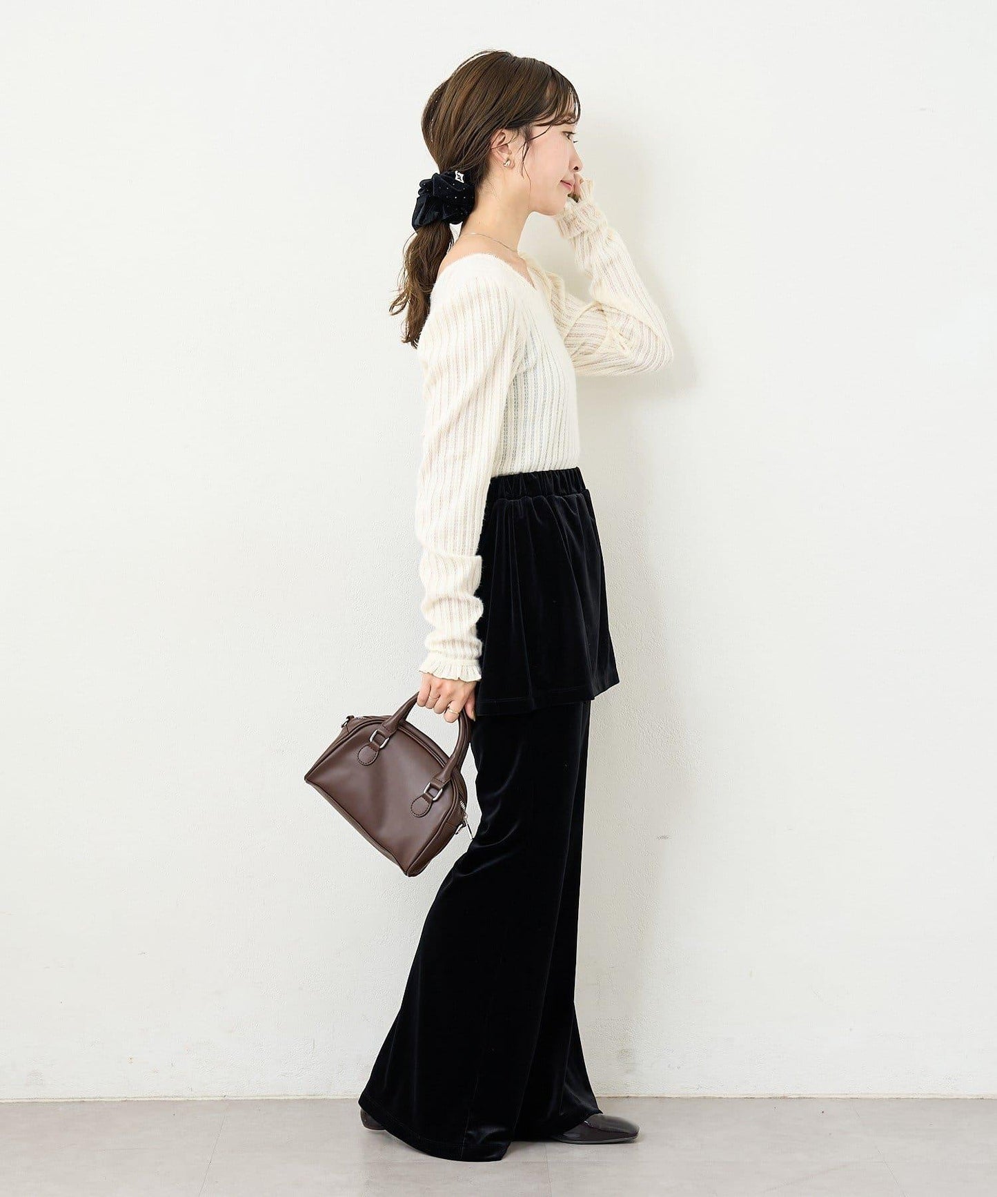 【2尺碼可選/適合身材嬌小】B天鵝絨半身裙褲