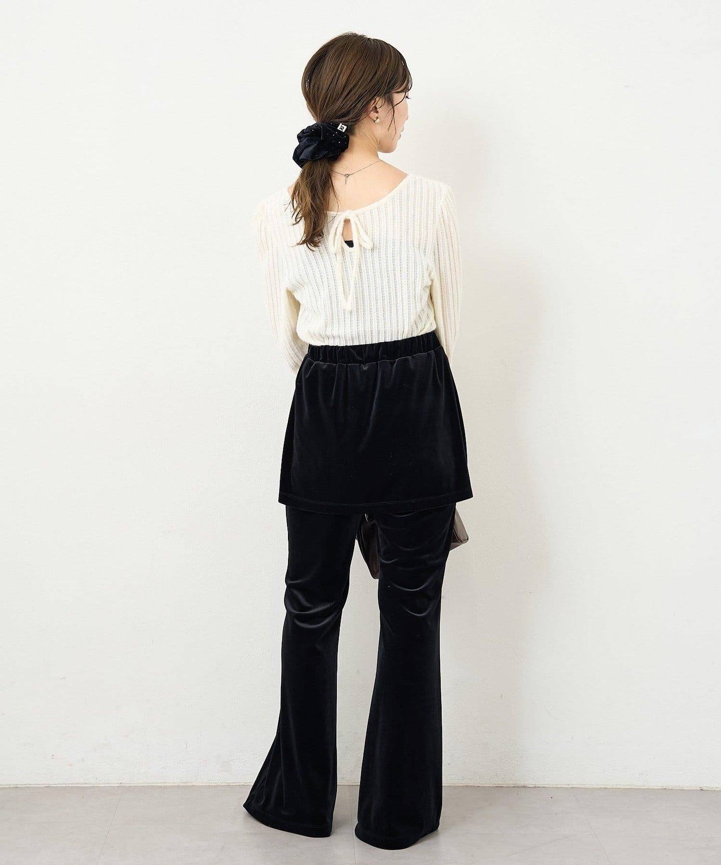 【4色可選/前後兩穿】B 長毛絨褶皺袖上衣