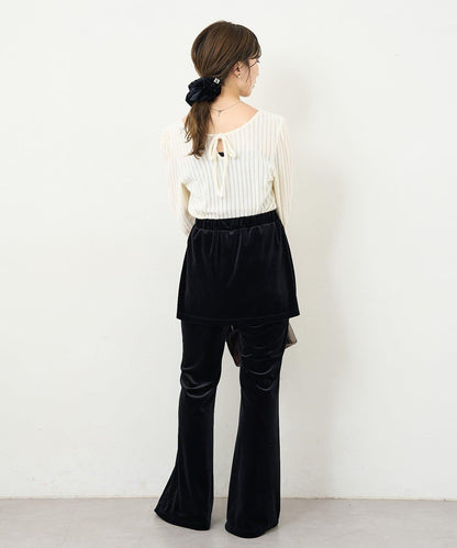 【4色可選/前後兩穿】B 長毛絨褶皺袖上衣