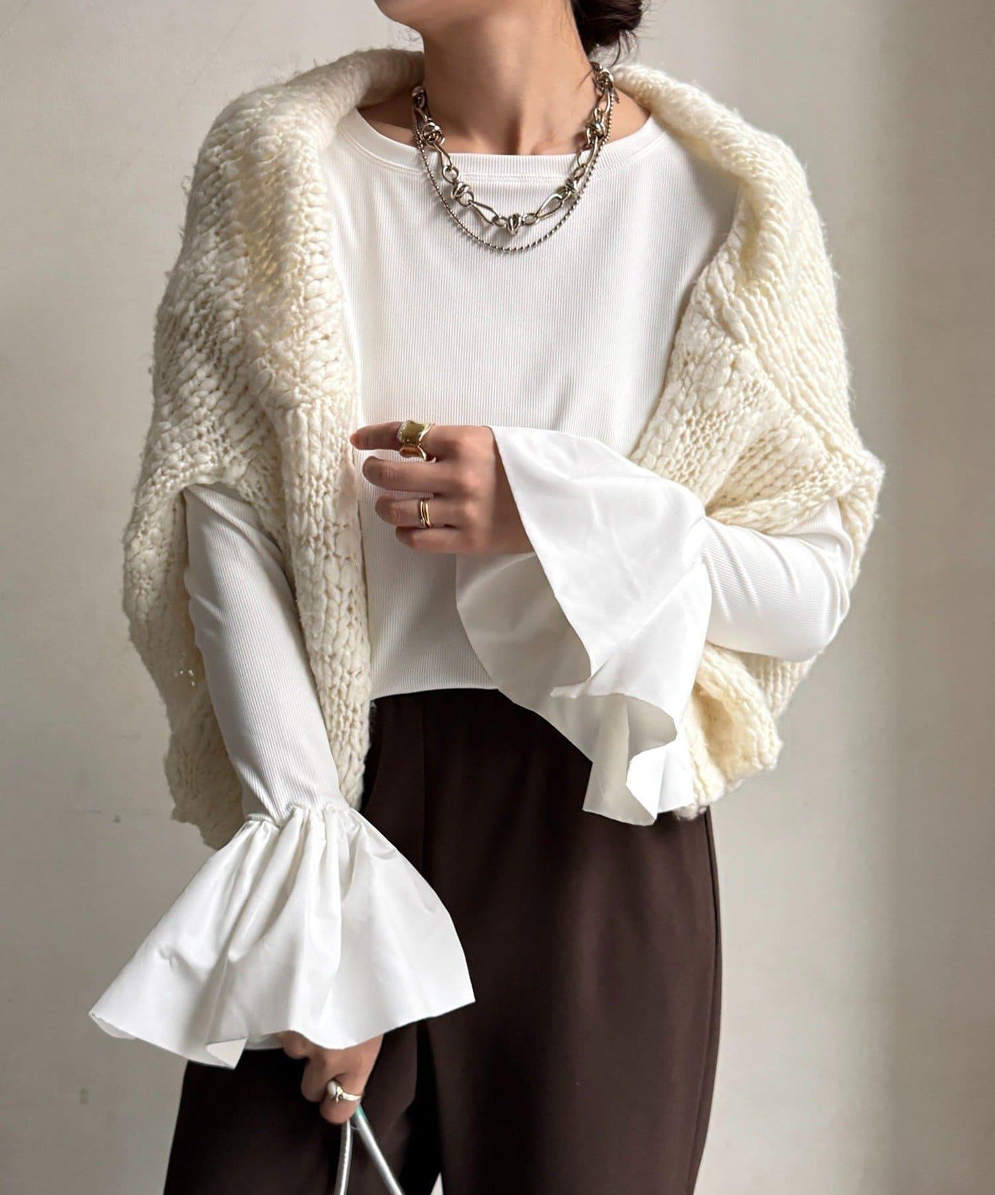 泡泡袖羅紋上衣