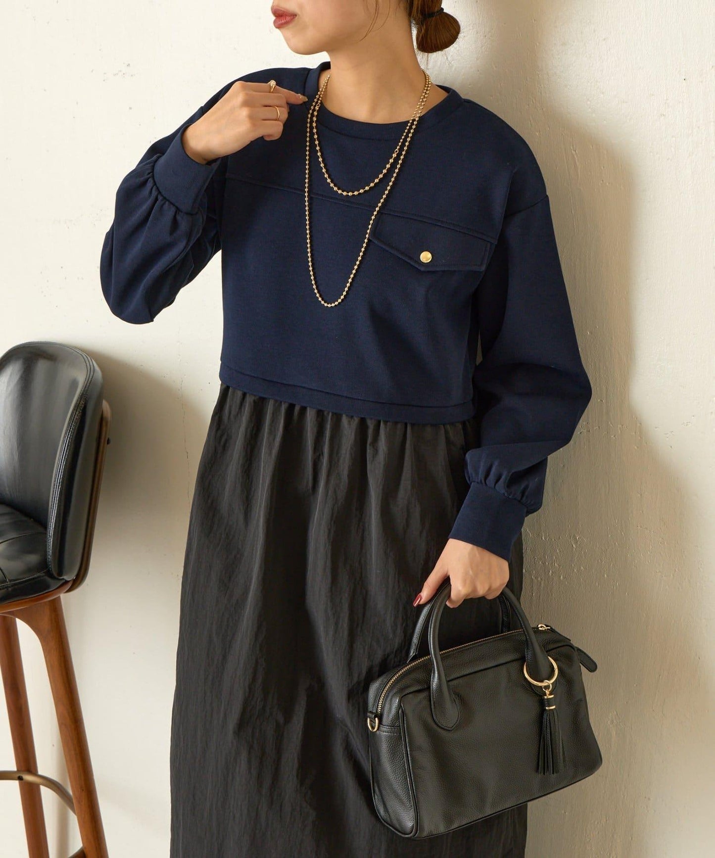 層疊風格尼龍連衣裙