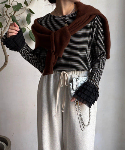 袖部荷葉邊上衣