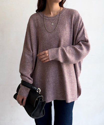 亮片蝙蝠袖針織套頭衫