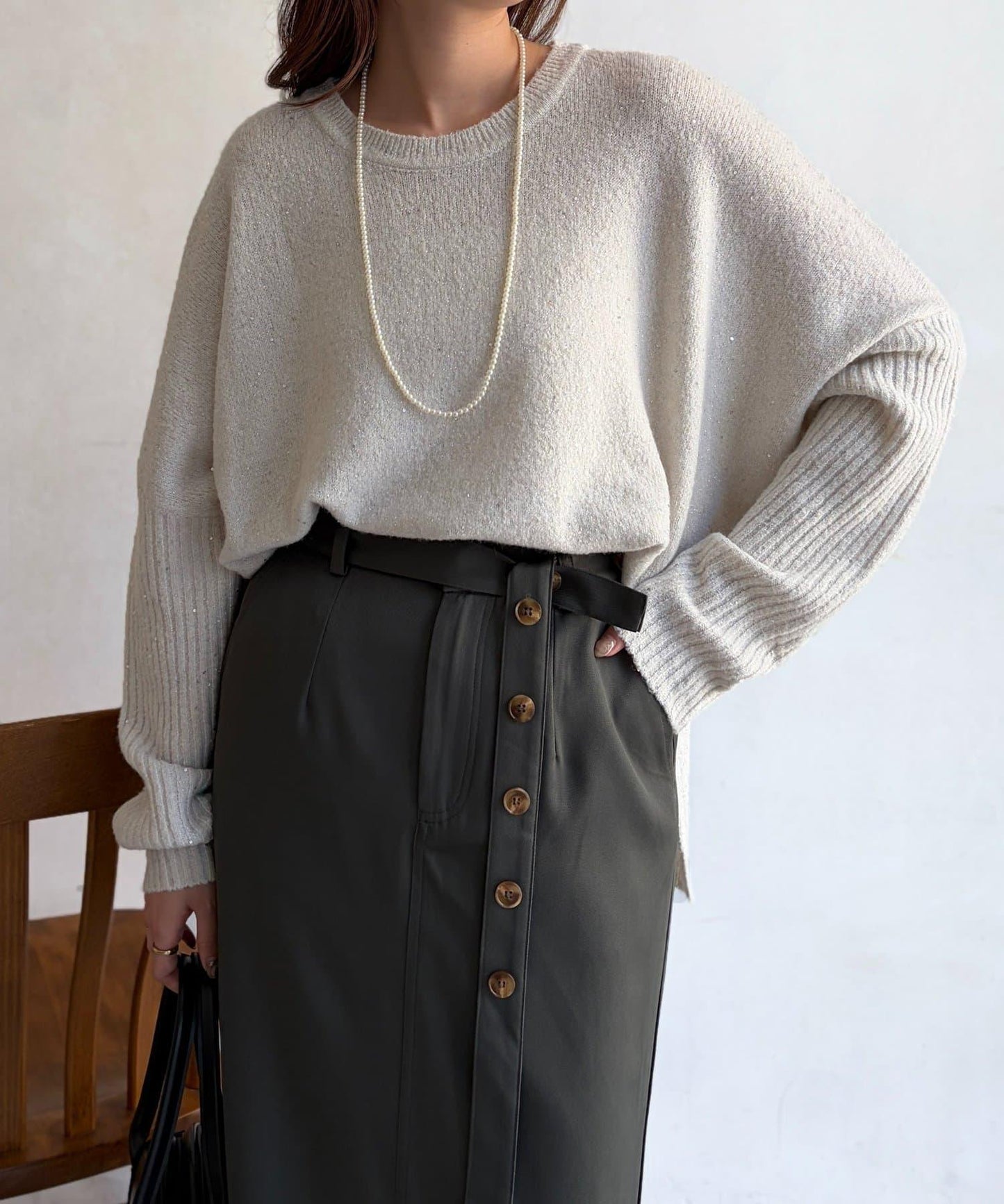 亮片蝙蝠袖針織套頭衫