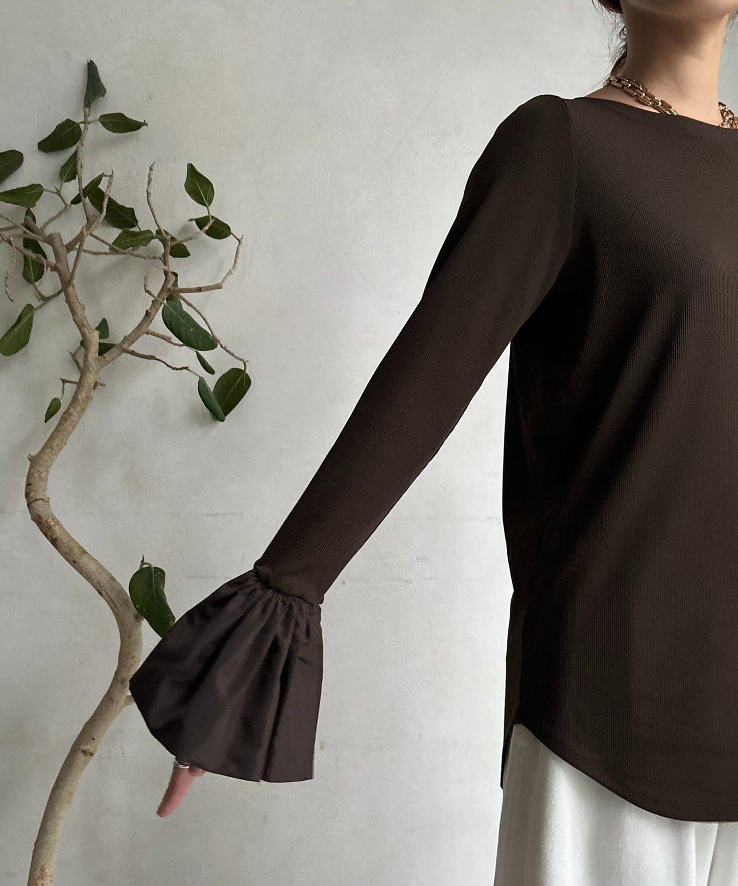 泡泡袖羅紋上衣