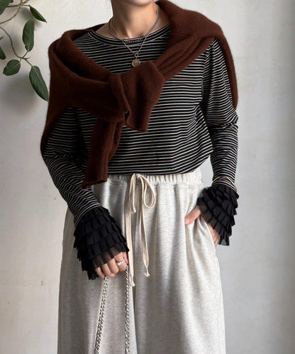 袖部荷葉邊上衣