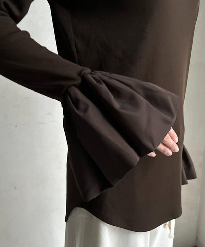 泡泡袖羅紋上衣