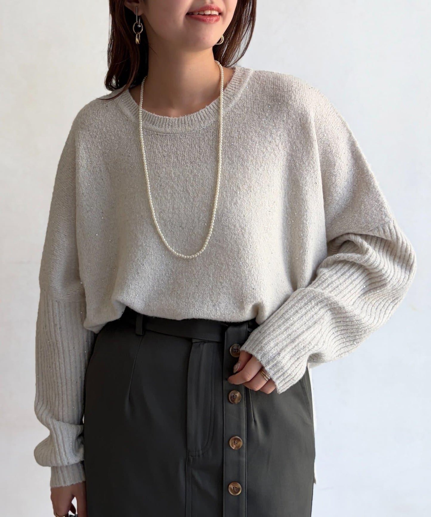 亮片蝙蝠袖針織套頭衫