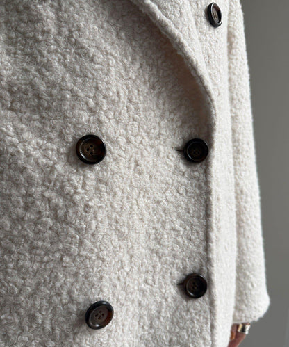 羊羔絨羽絨雙排扣西裝領大衣