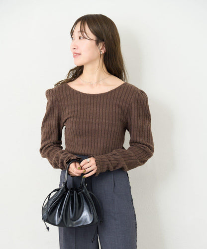 【4色可選/前後兩穿】B 長毛絨褶皺袖上衣