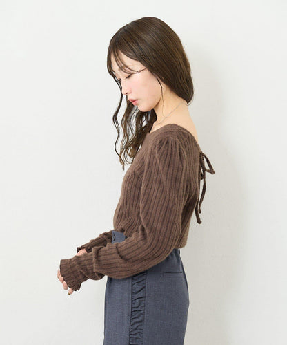 【4色可選/前後兩穿】B 長毛絨褶皺袖上衣