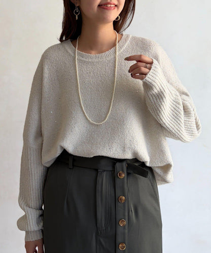 亮片蝙蝠袖針織套頭衫