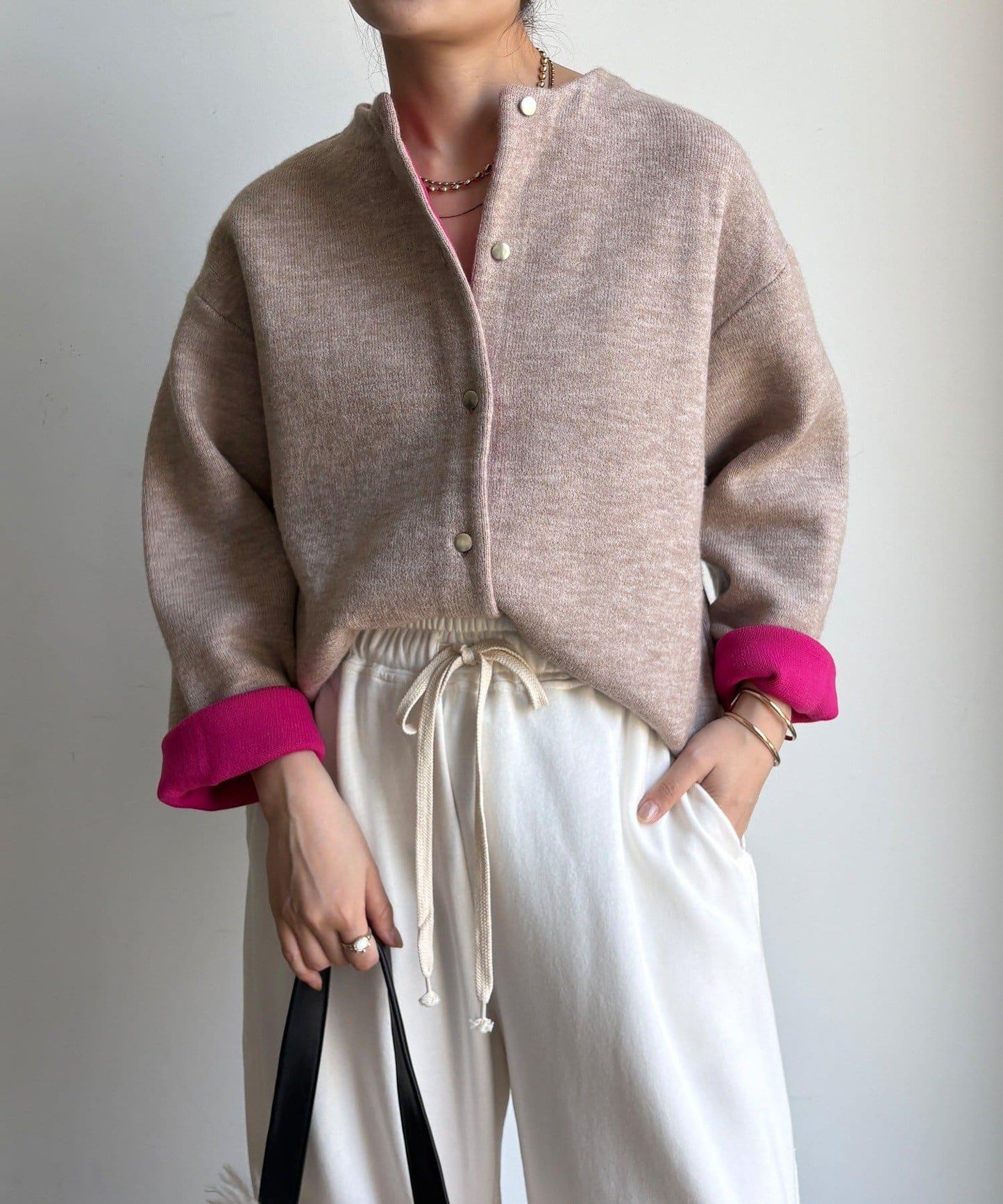 雙面針織短款大衣