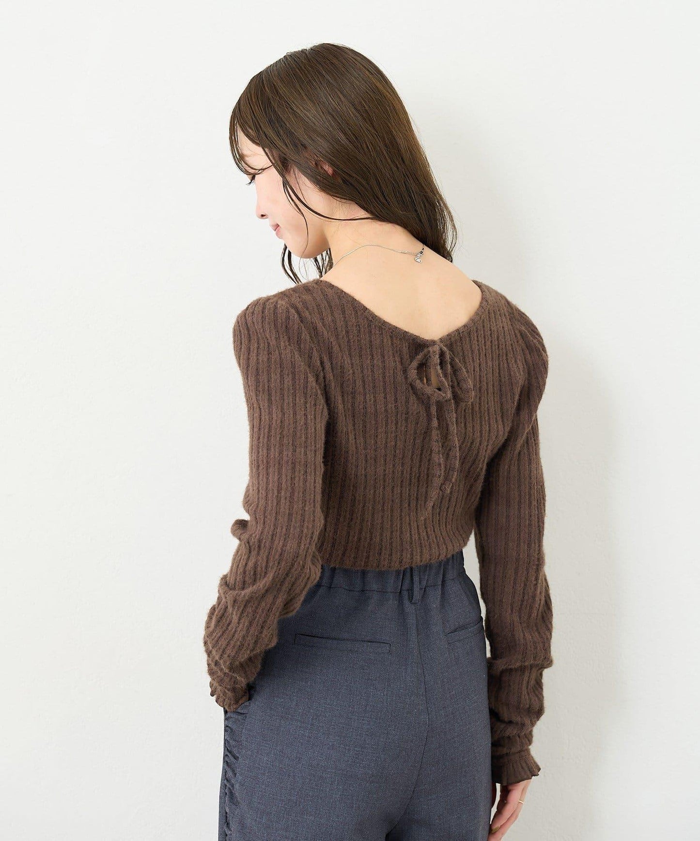 【4色可選/前後兩穿】B 長毛絨褶皺袖上衣