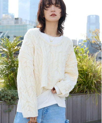 【展現成熟女性魅力】流蘇領麻花針織衫/預計12月上旬發貨