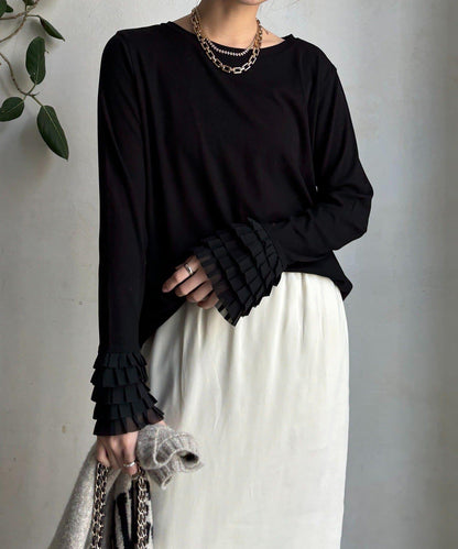 袖部荷葉邊上衣