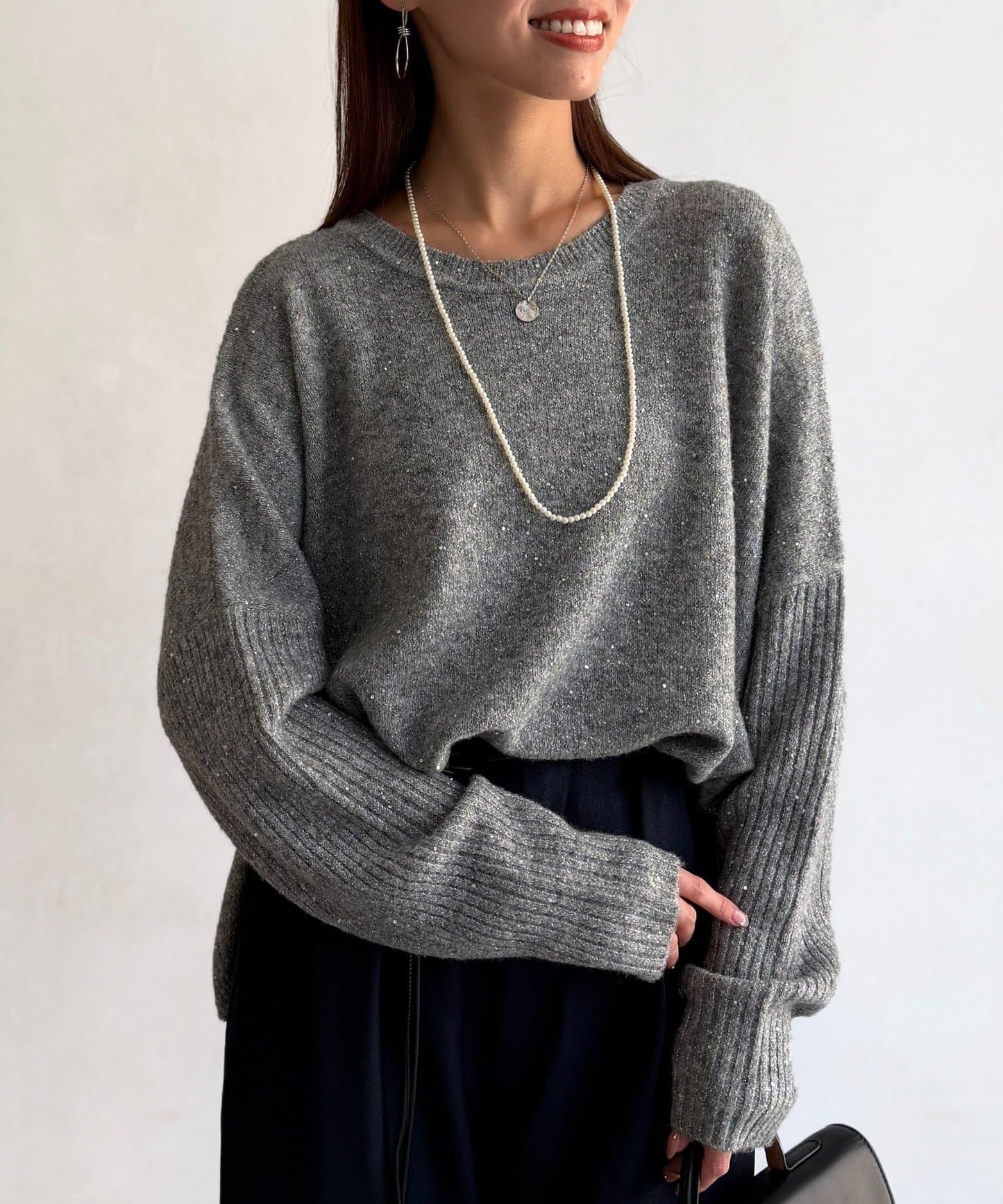 亮片蝙蝠袖針織套頭衫