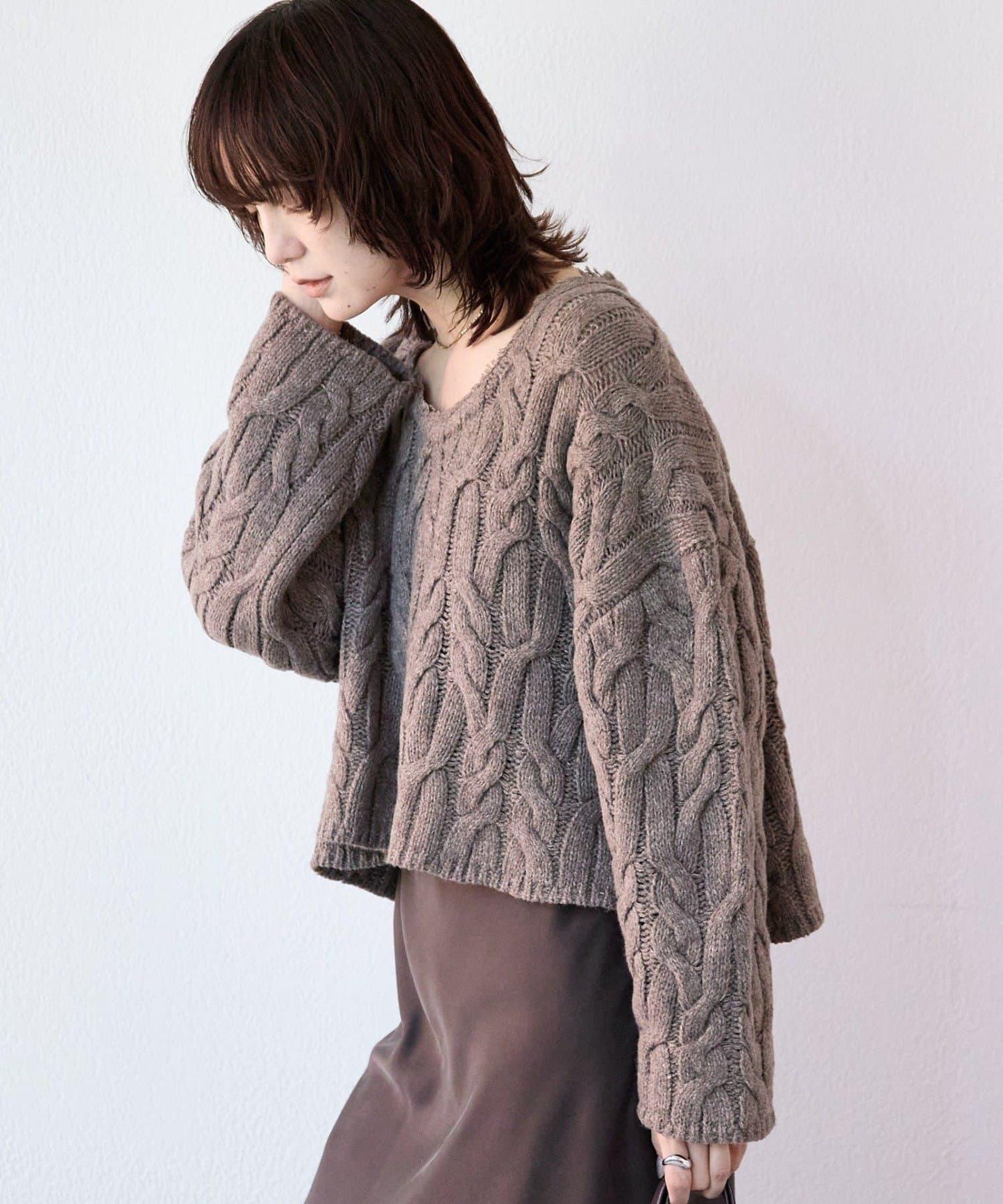 【展現成熟女性魅力】流蘇領麻花針織衫/預計12月上旬發貨