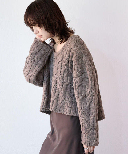 【展現成熟女性魅力】流蘇領麻花針織衫/預計12月上旬發貨